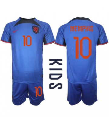 Maillot de foot Pays-Bas Memphis Depay #10 Extérieur enfant Monde 2022 Manches Courte (+ pantalon court)